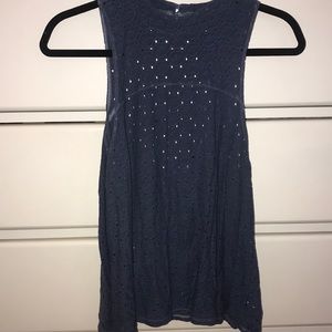 Eyelet open back high neck tank!